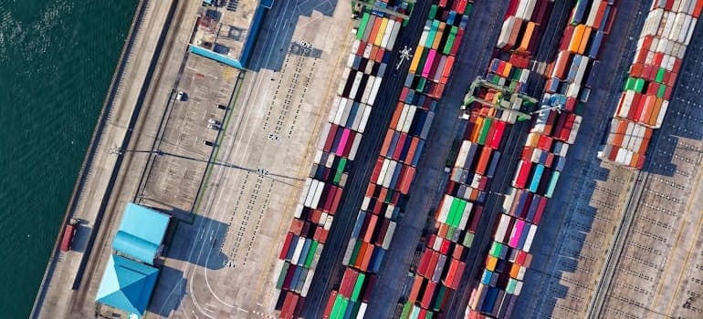 Commercial containers at a port